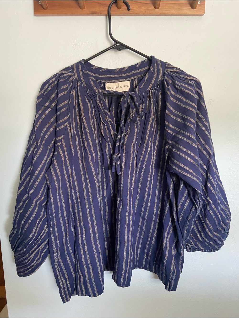 Daughters of India “Poets Blouse” Tie-Neck Peasant Tunic